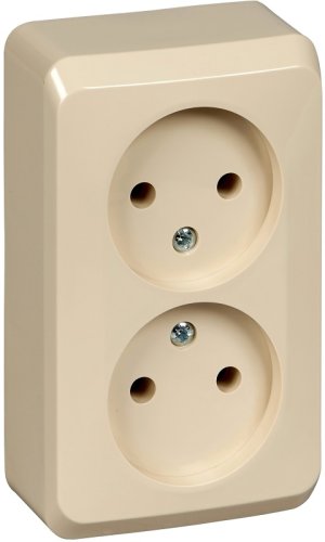 Розетка без заземления накладная Systeme Electric Этюд 2-м. кремовый картинка